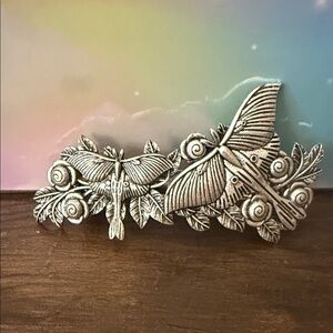 Silver Butterfly and Floral Brooch